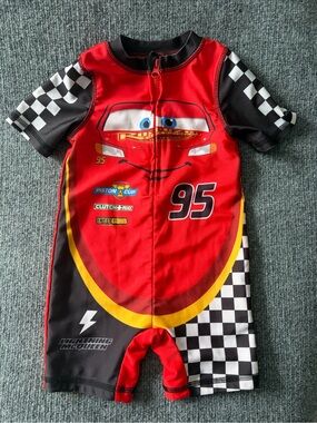 Disney Pixar Cars Lightning McQueen Red Kids One-Piece Swim Suit